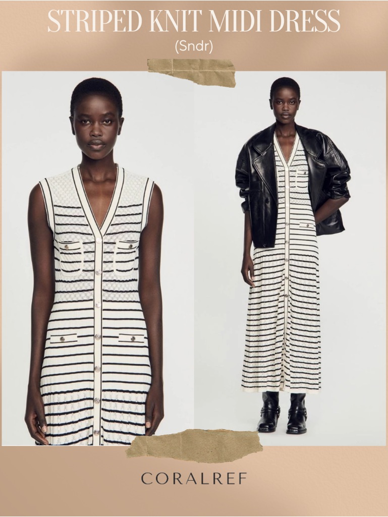 Sandro Molina Striped Knit Dress Size 36